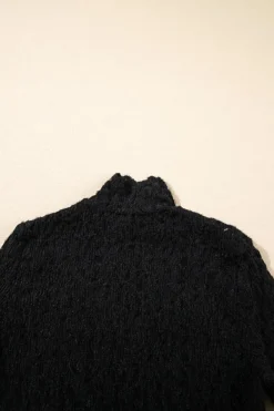 Discount Dear-Lover Flower Lace See Through Mock Neck Long Sleeve Top Black