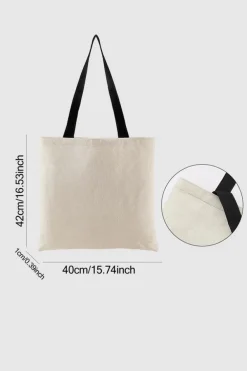 Sale Dear-Lover Flower Print Canvas Large Capacity Shoulder Bag Black
