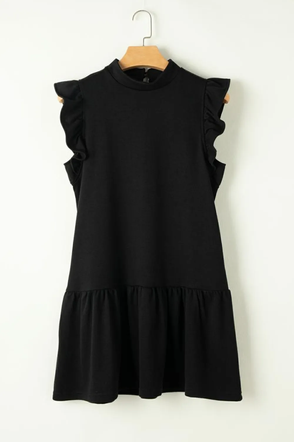 Outlet Dear-Lover Flutter Sleeve Crew Neck Shift Dress Black