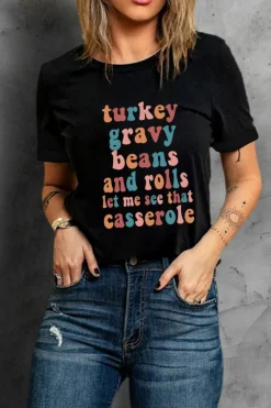 Discount Dear-Lover Food Lovers Slogan Graphic T Shirt Black