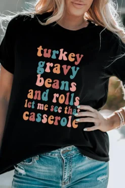Discount Dear-Lover Food Lovers Slogan Graphic T Shirt Black