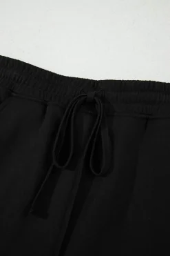 Sale Dear-Lover French Terry Drawstring Mini Skort with Pockets Black
