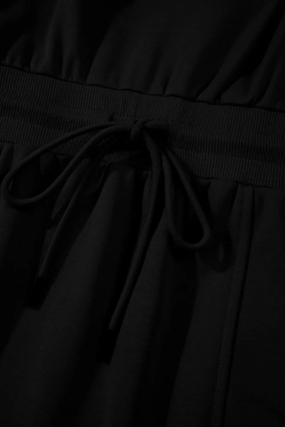 Online Dear-Lover French Terry Zipped Collar Sleeveless Drawstring Waist Mini Dress Black