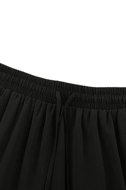 Clearance Dear-Lover Frill Tiered Drawstring Waist Maxi Skirt Black