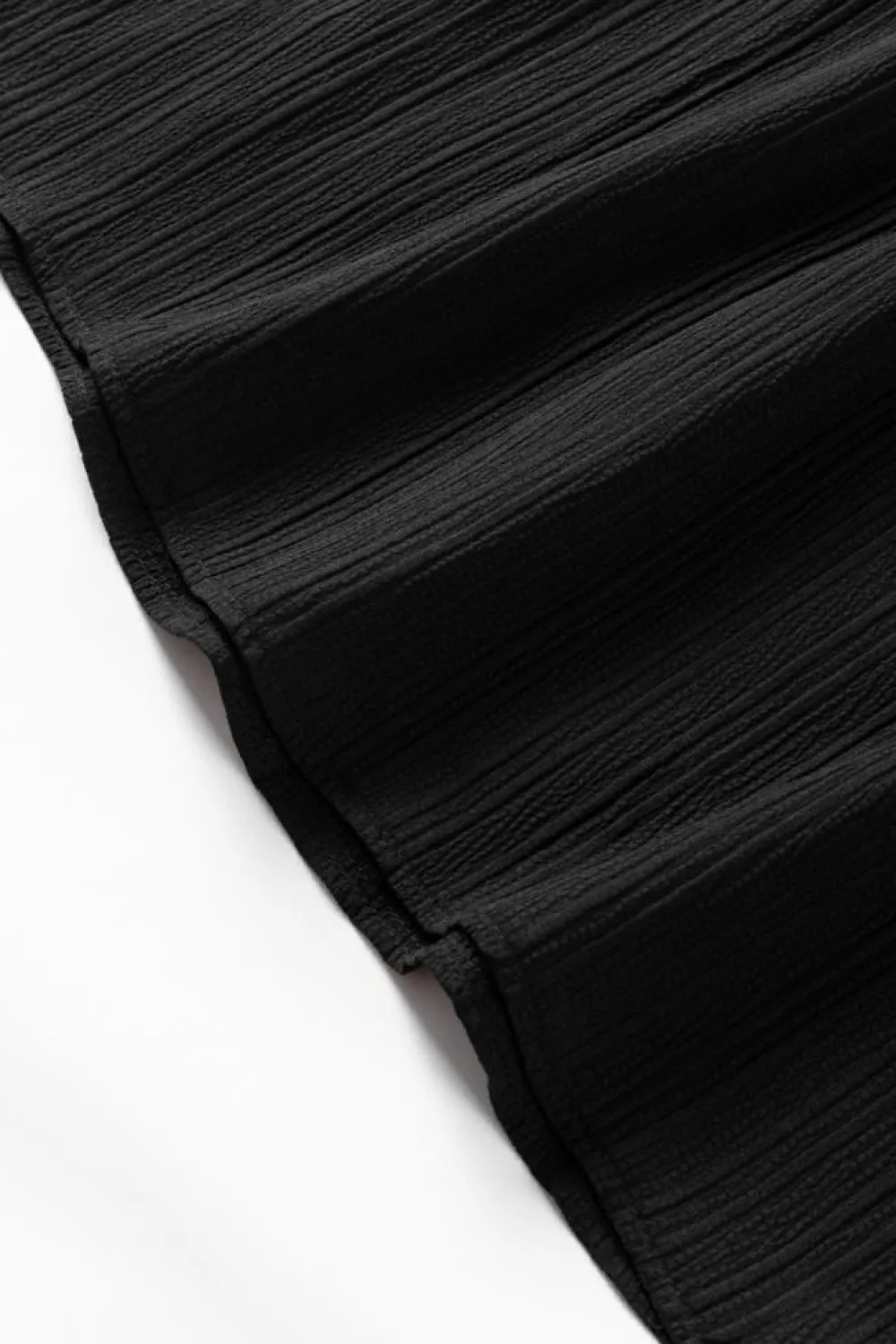 Online Dear-Lover Frilled Mock Neck Ripple Bubble Sleeve Blouse Black