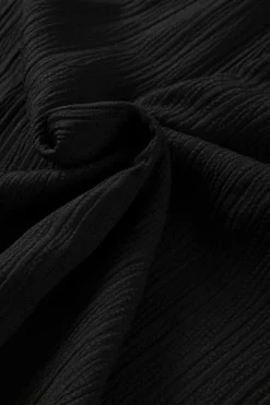 Online Dear-Lover Frilled Mock Neck Ripple Bubble Sleeve Blouse Black