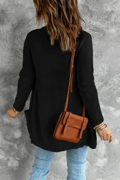 Hot Dear-Lover Front Pocket and Buttons Closure Cardigan Black