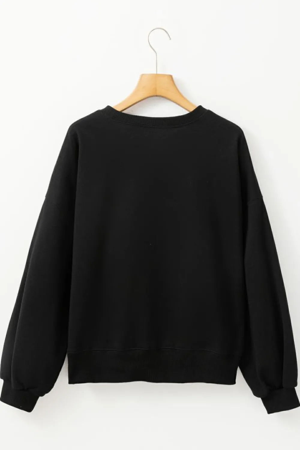Clearance Dear-Lover GAME DAY Graphic Varsity Pullover Sweatshirt Black