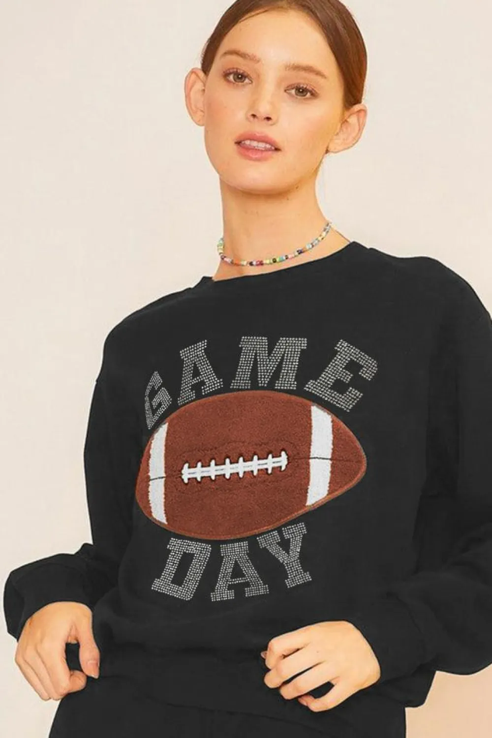 Clearance Dear-Lover GAME DAY Rugby Football Graphic Pullover and Shorts Casual Outfit Black