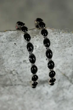 Fashion Dear-Lover Gem Inlay Retro C-shape Earrings Black
