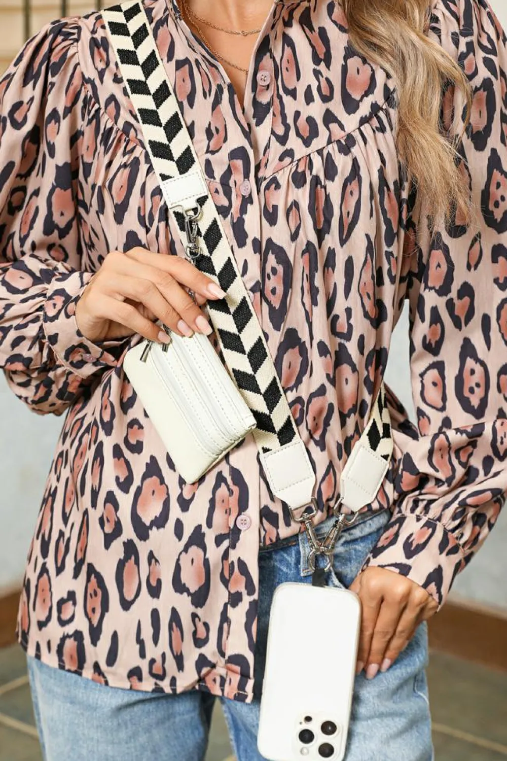 Clearance Dear-Lover Geometric Printed Phone Strap And Detachable Zipped Pouch Black