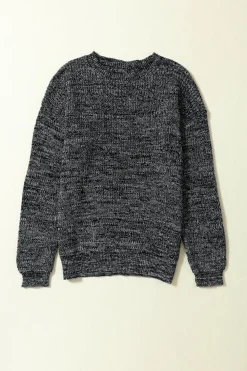 New Dear-Lover Glittering Long Sleeve Tunic Sweater Black