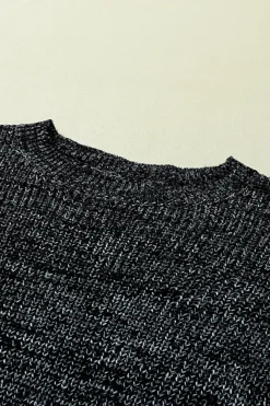 New Dear-Lover Glittering Long Sleeve Tunic Sweater Black