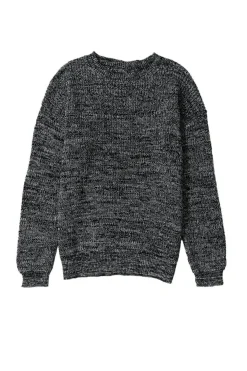 New Dear-Lover Glittering Long Sleeve Tunic Sweater Black