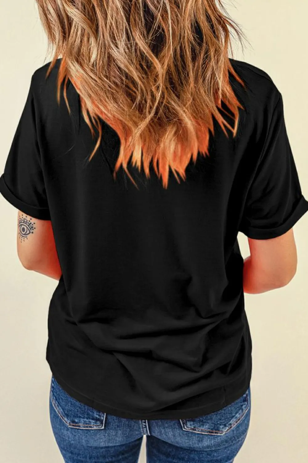 Online Dear-Lover Glittering Rhinestone American Flag Pattern T Shirt Black