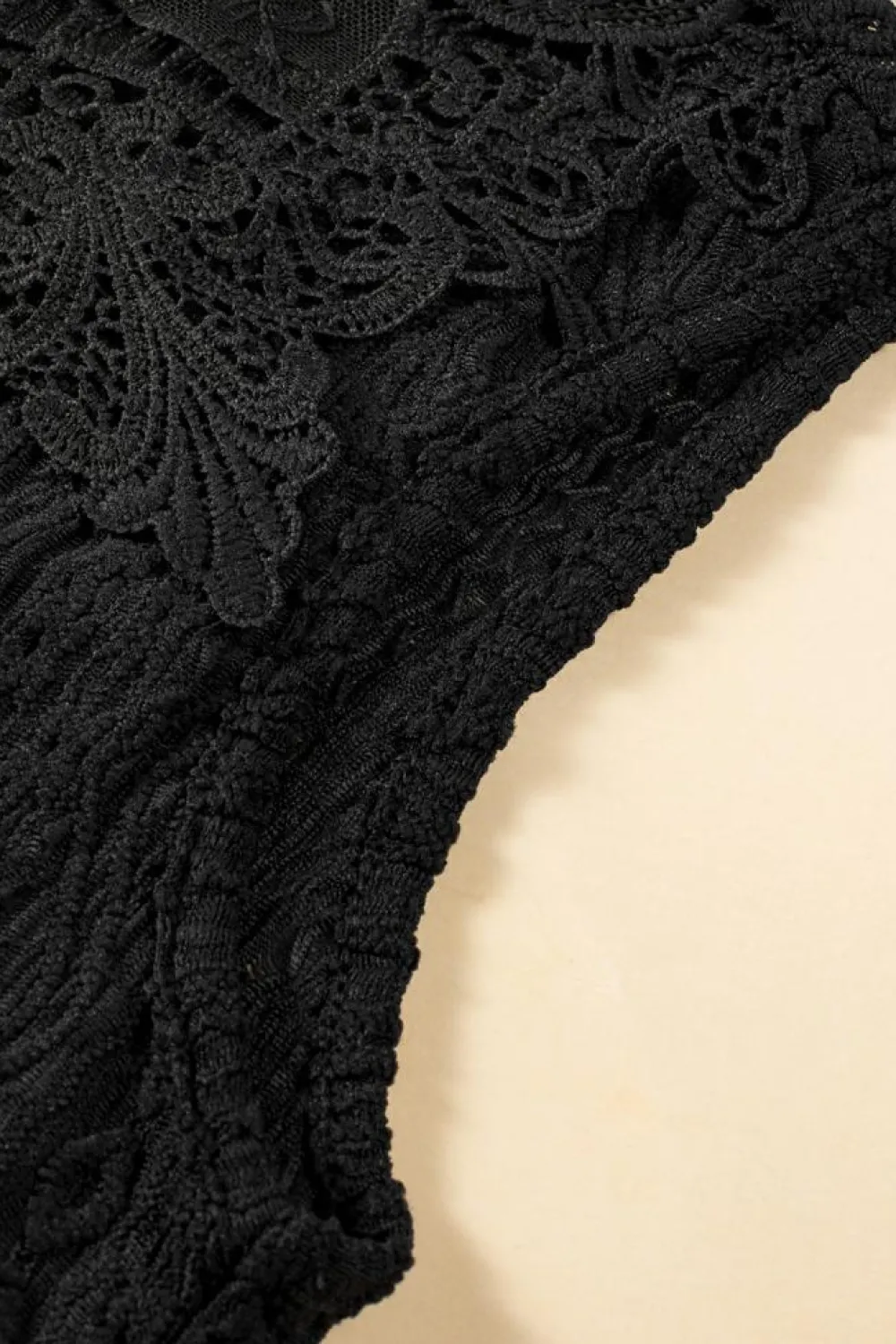 Hot Dear-Lover Guipure Lace Crochet Keyhole Back Tank Top Black