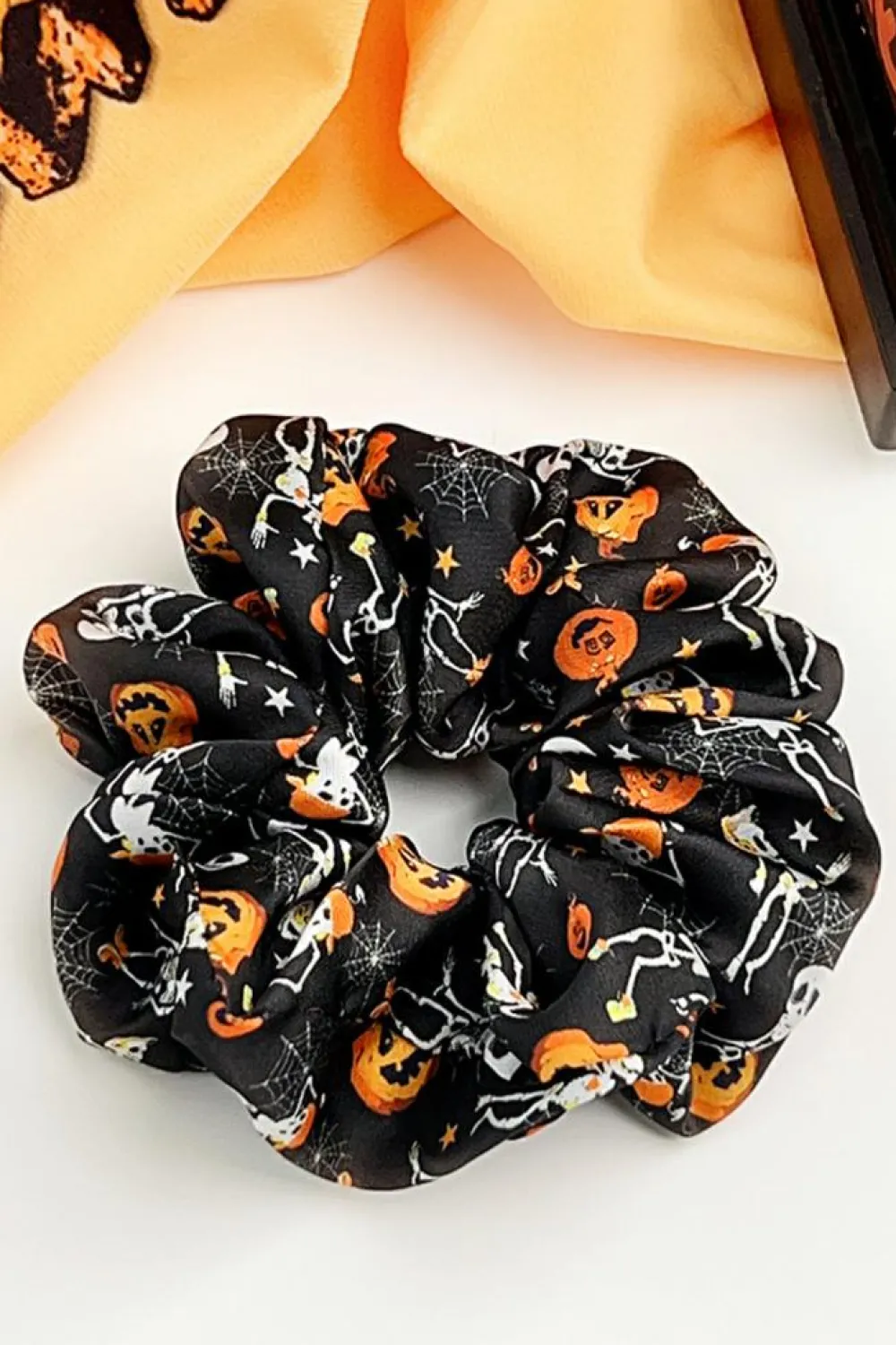 Discount Dear-Lover Halloween Pattern Print Hair Scrunchie Black