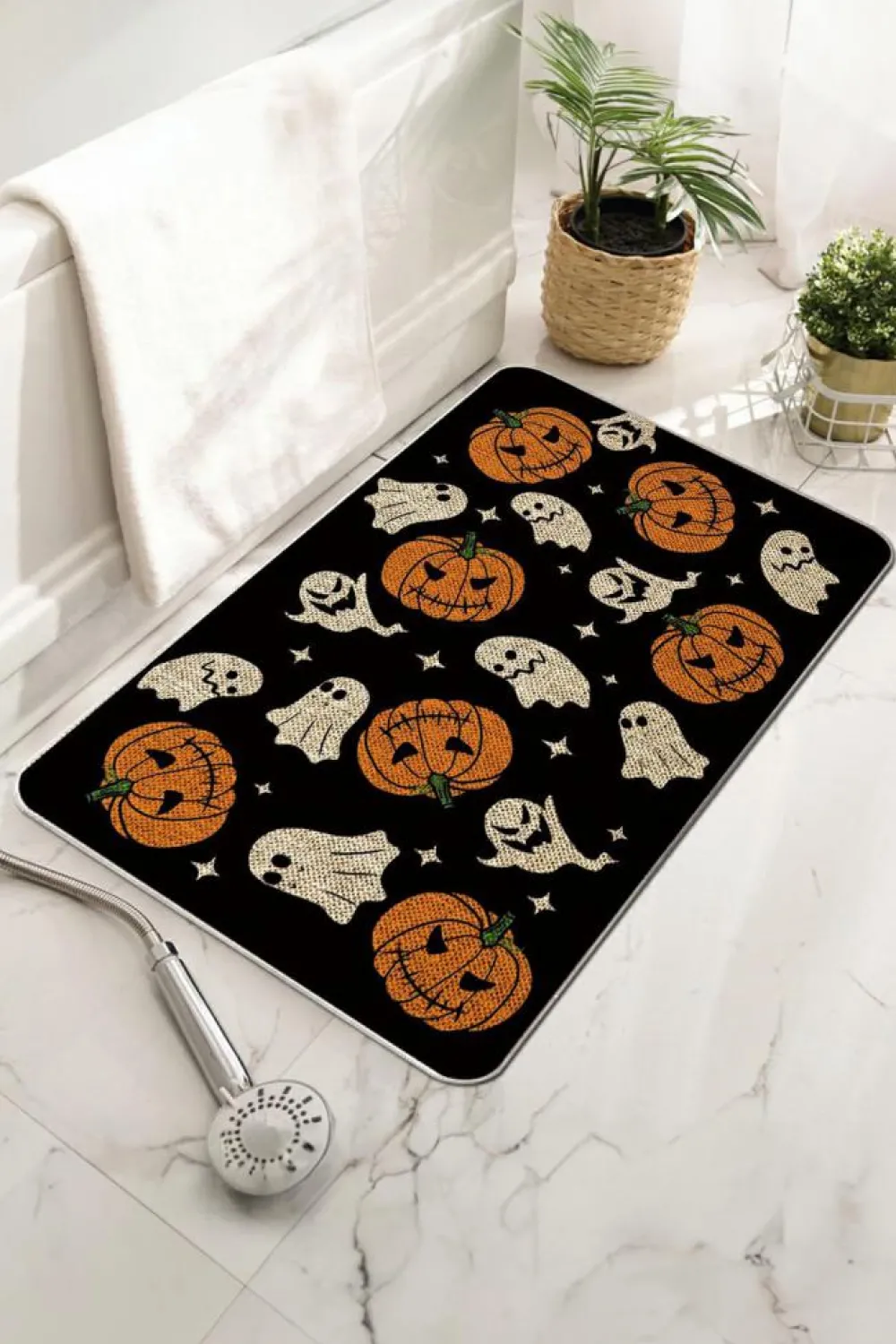 Best Dear-Lover Halloween Pumpkin Ghost Print Door Ground Mat Black