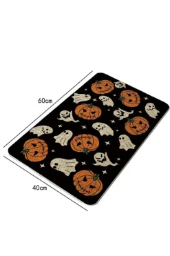 Best Dear-Lover Halloween Pumpkin Ghost Print Door Ground Mat Black