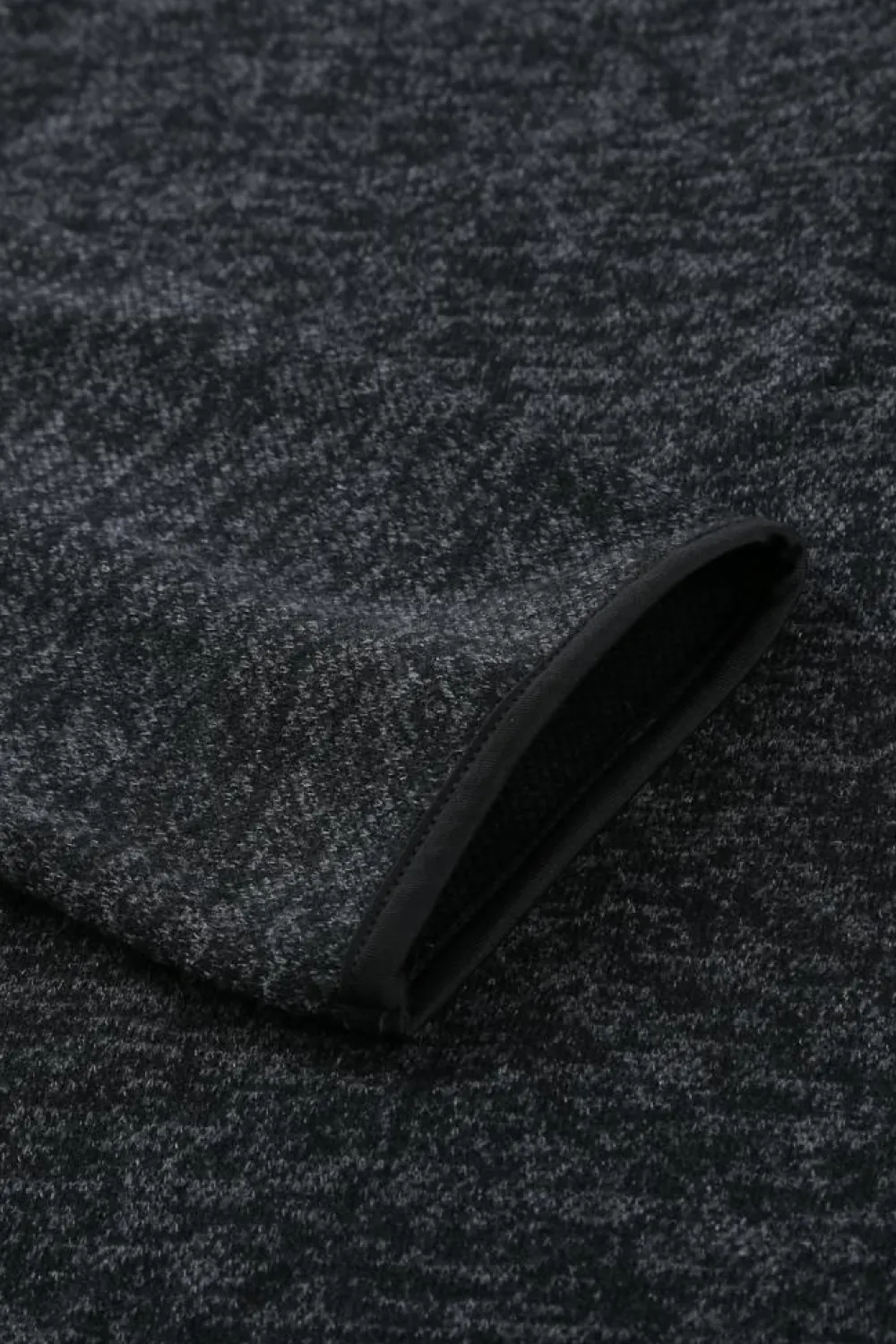Online Dear-Lover Heathered Print Button Snap Neck Pullover Hoodie Black