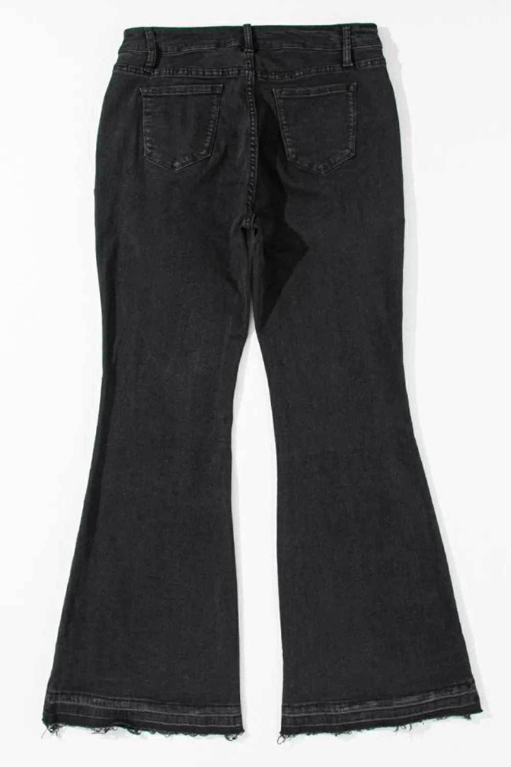 Hot Dear-Lover High Waist Button Front Flare Jeans Black