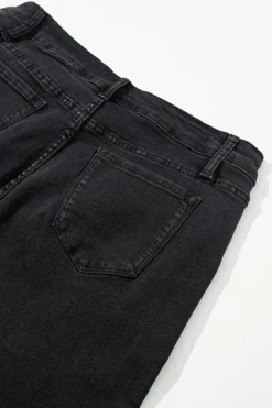 Hot Dear-Lover High Waist Button Front Flare Jeans Black