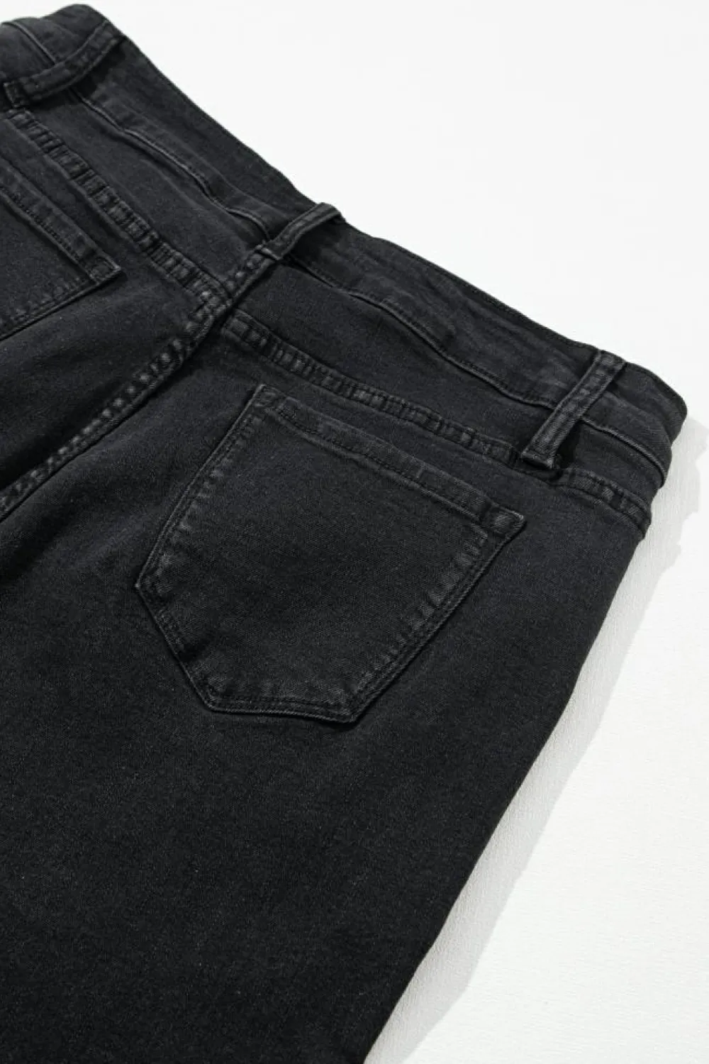 Hot Dear-Lover High Waist Button Front Flare Jeans Black