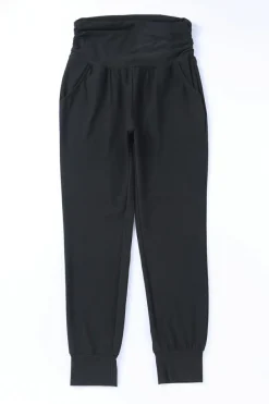 Fashion Dear-Lover High Waist Pleated Pocket Leggings Black