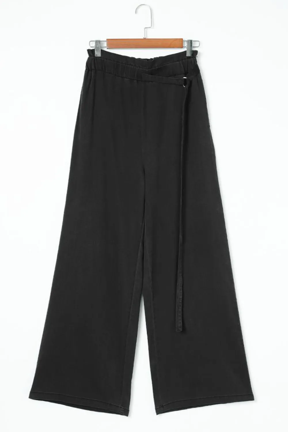 Fashion Dear-Lover High Waist Pocketed Wide Leg Tencel Jeans Black