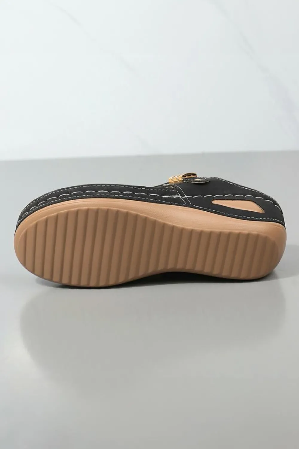 Fashion Dear-Lover Hollow Out Clip Toe Wedge Slippers Black