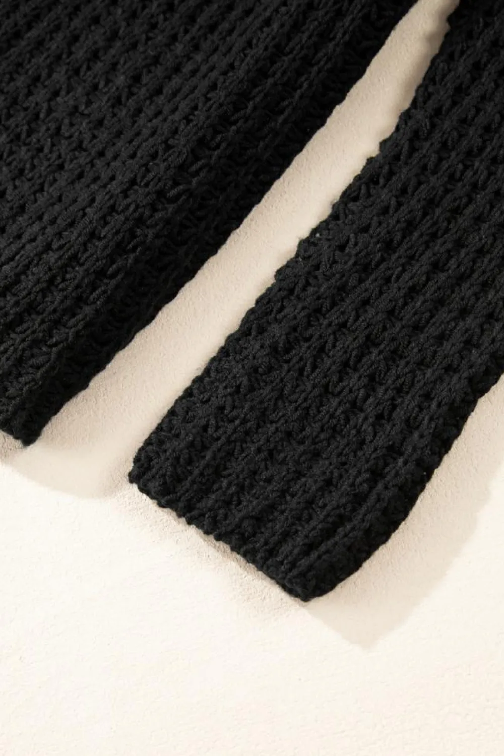 Fashion Dear-Lover Hollow-out Crochet V Neck Sweater Black