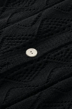 Fashion Dear-Lover Hollow-out Openwork Knit Cardigan Black