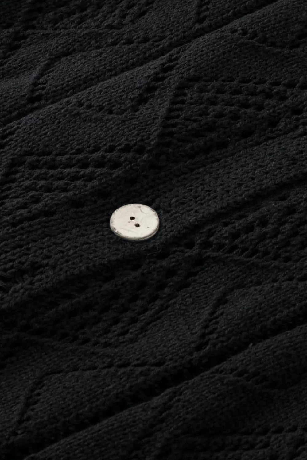 Fashion Dear-Lover Hollow-out Openwork Knit Cardigan Black
