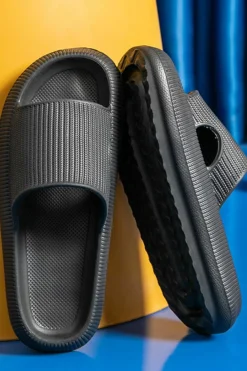 Discount Dear-Lover Hollow-out Thick Soled Slip On Slippers Black