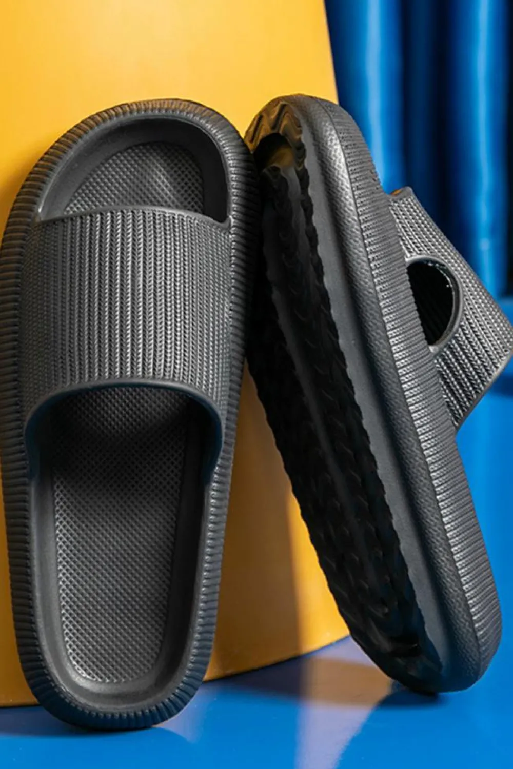 Discount Dear-Lover Hollow-out Thick Soled Slip On Slippers Black