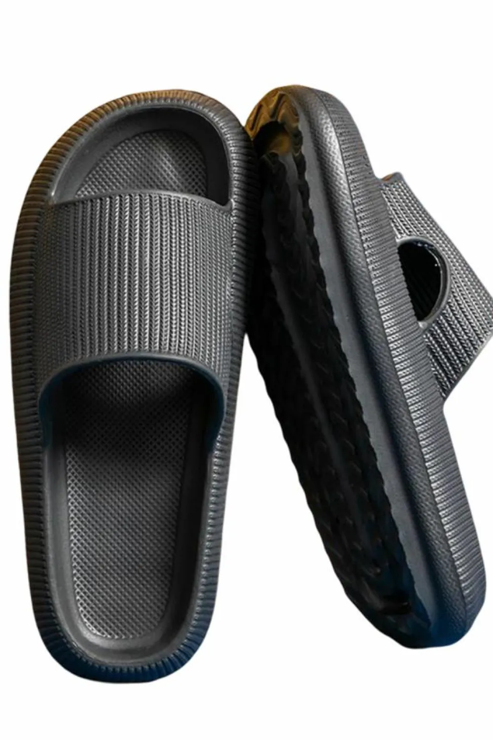Discount Dear-Lover Hollow-out Thick Soled Slip On Slippers Black