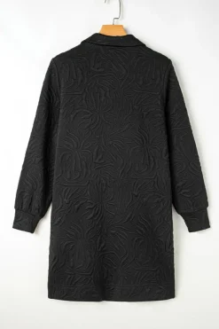 Outlet Dear-Lover Jacquard Textured Quarter Zipper Shift Mini Dress Black