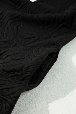 Outlet Dear-Lover Jacquard Textured Quarter Zipper Shift Mini Dress Black
