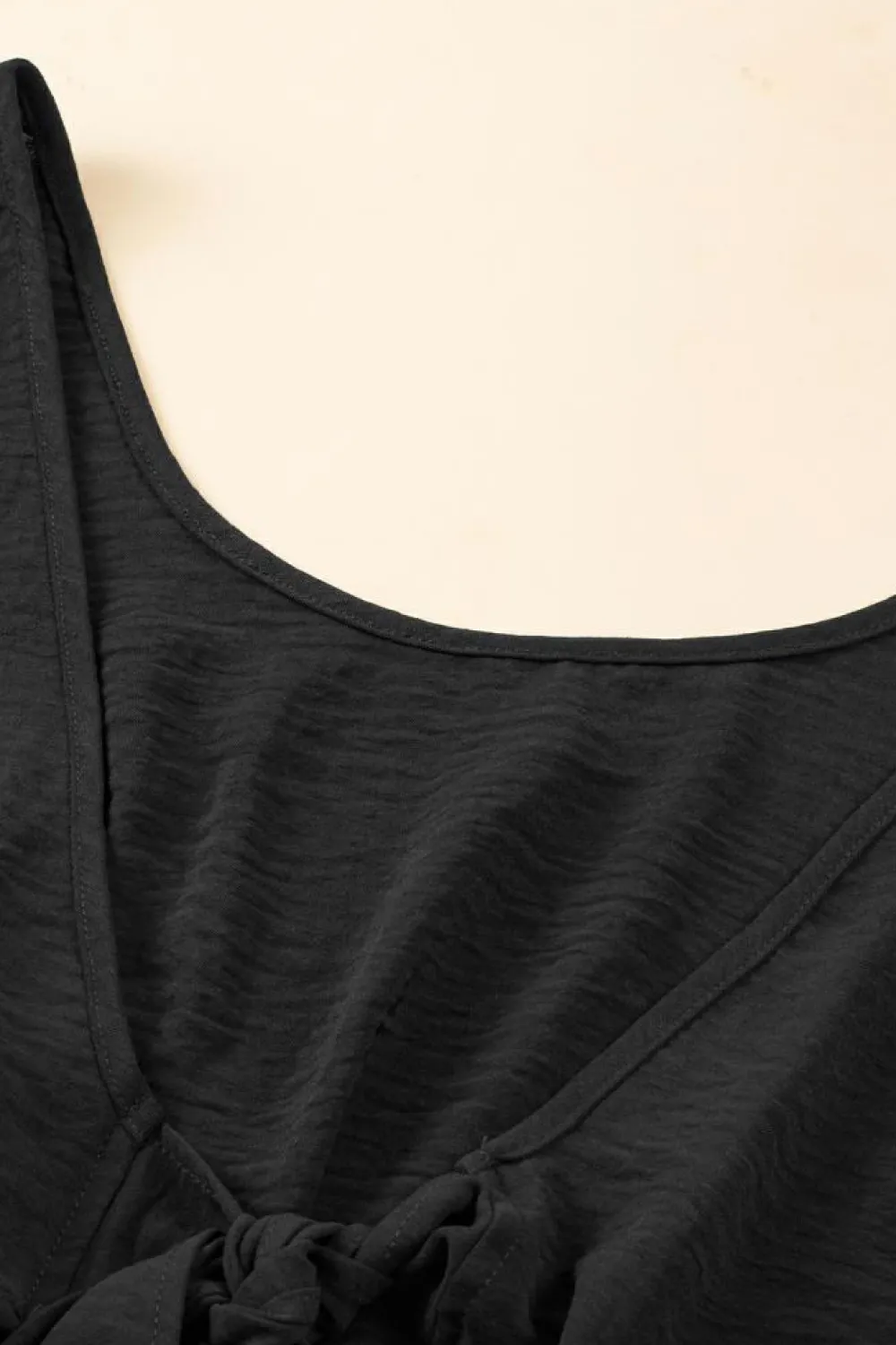 New Dear-Lover Knotted Backless Elastic Waist Sleeveless Romper Black