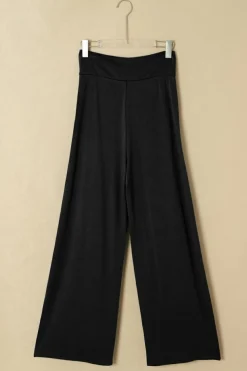 Fashion Dear-Lover Knotted Drop Waist Split Leg Relaxed Pants Black