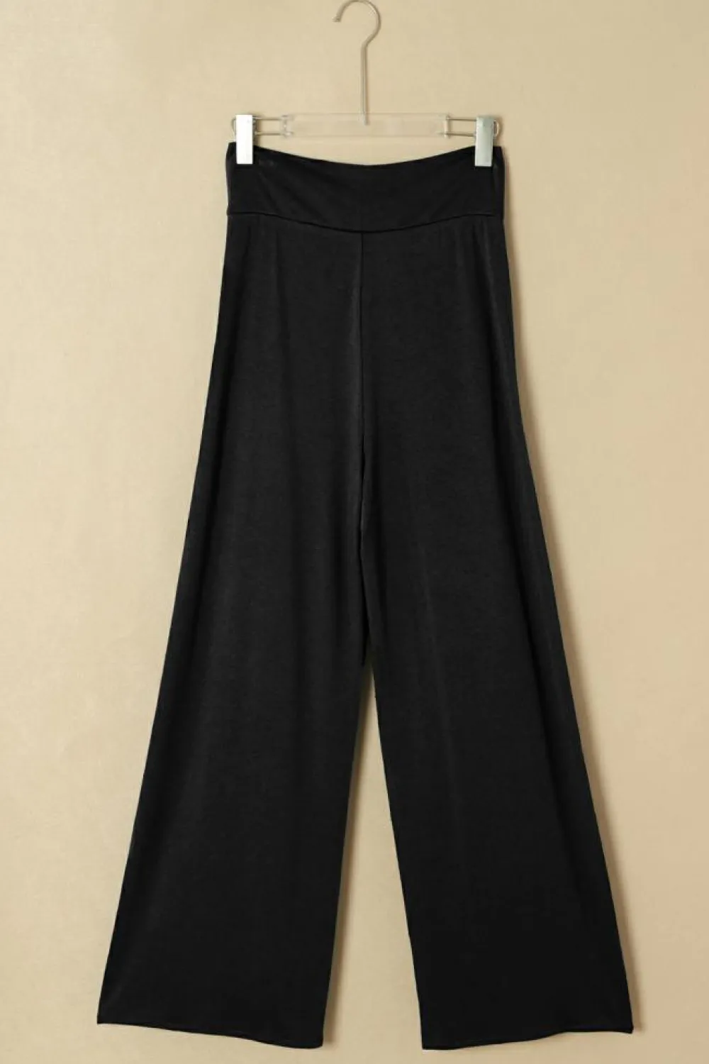 Fashion Dear-Lover Knotted Drop Waist Split Leg Relaxed Pants Black