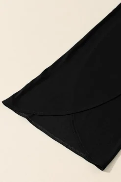 Fashion Dear-Lover Knotted Drop Waist Split Leg Relaxed Pants Black