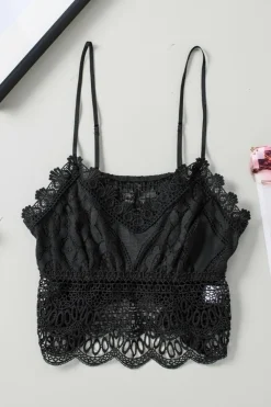 Hot Dear-Lover Lace Bralette Crop Top Black