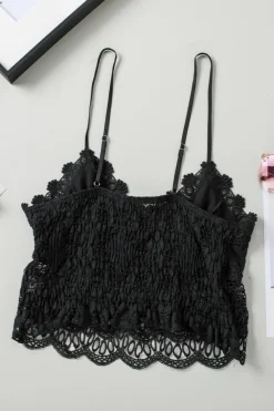 Hot Dear-Lover Lace Bralette Crop Top Black