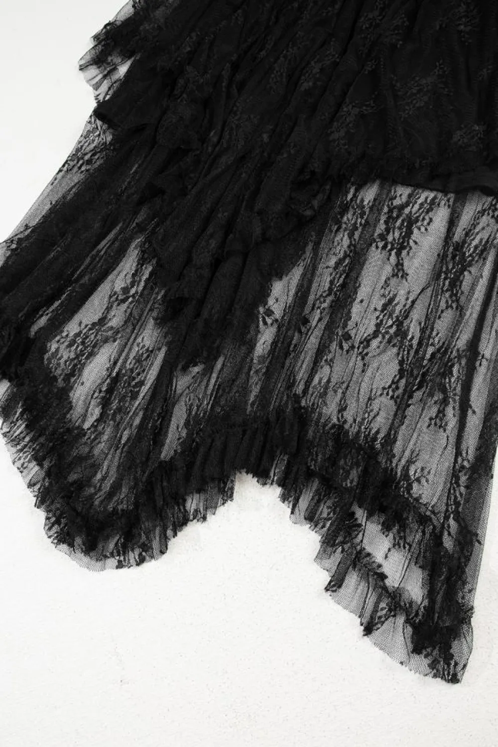 Online Dear-Lover Lace Cascading Tiered High Waist Maxi Skirt Black