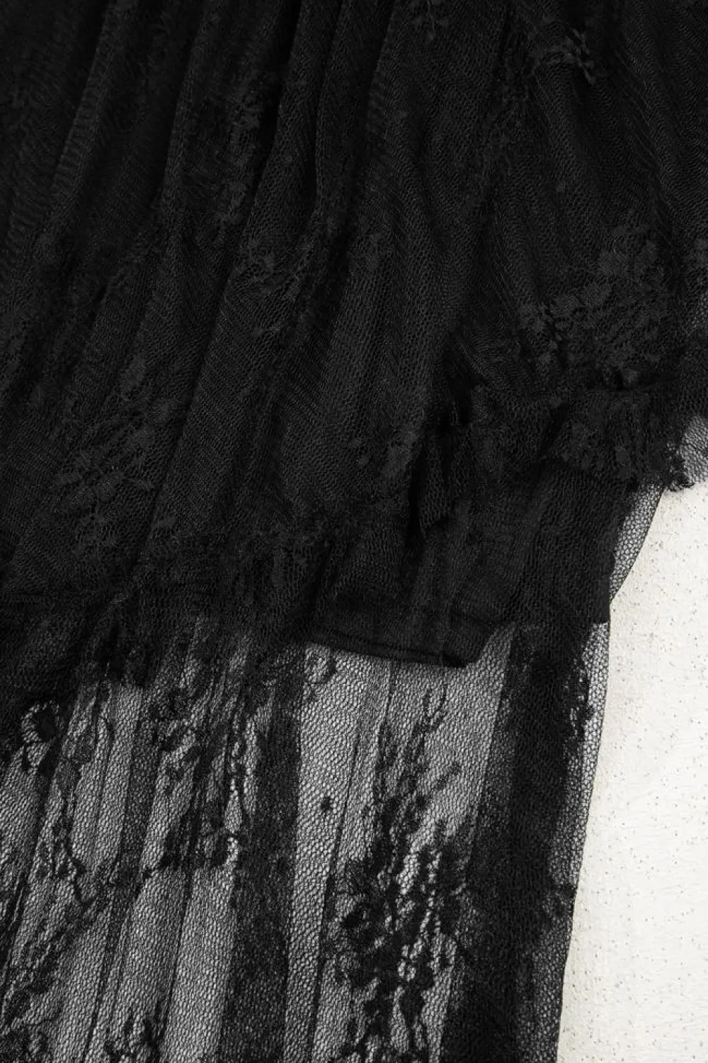 Online Dear-Lover Lace Cascading Tiered High Waist Maxi Skirt Black