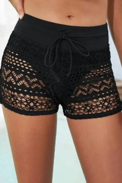 Best Dear-Lover Lace Shorts Attached Swim Bottom Black