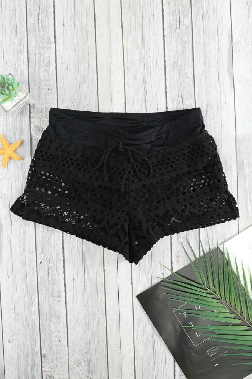 Best Dear-Lover Lace Shorts Attached Swim Bottom Black
