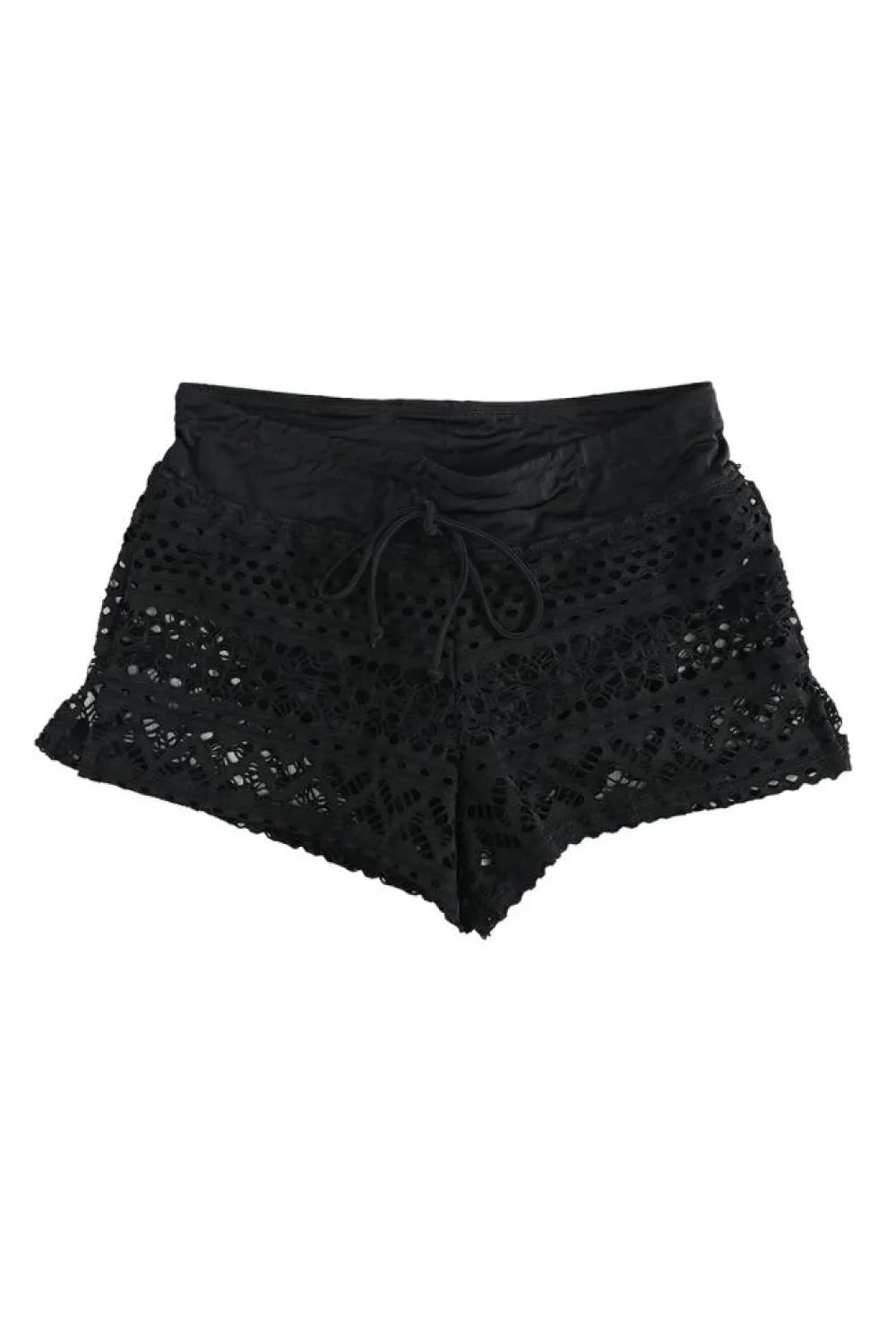 Best Dear-Lover Lace Shorts Attached Swim Bottom Black