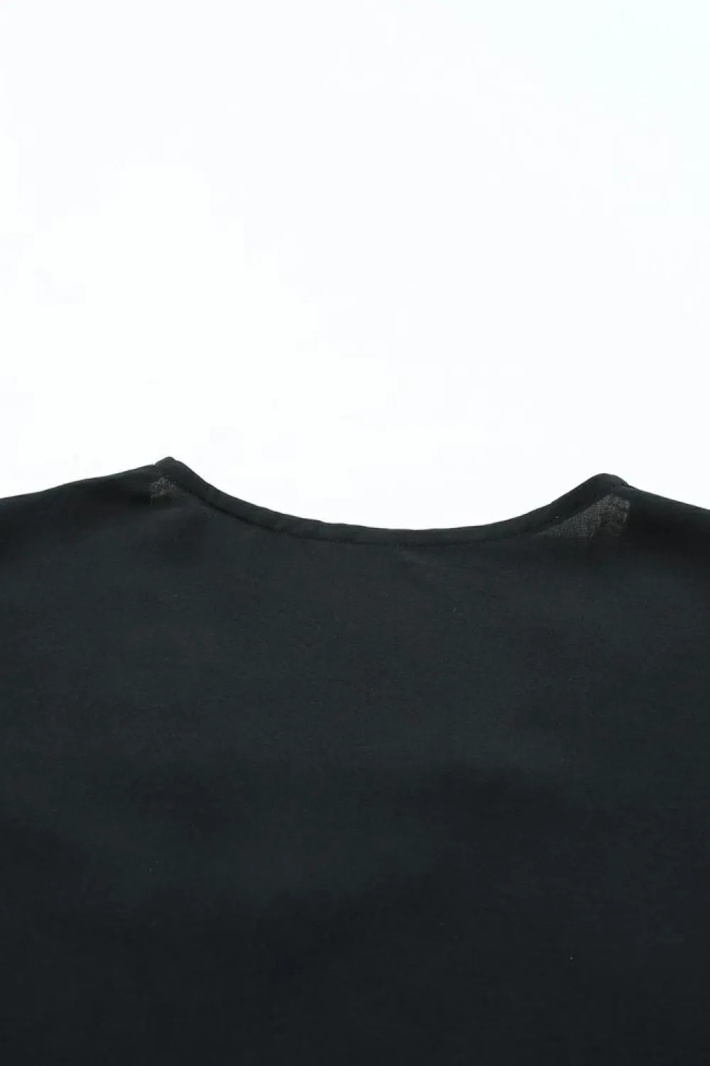 Online Dear-Lover Lace Trim V Neck Short Sleeve Blouse Black